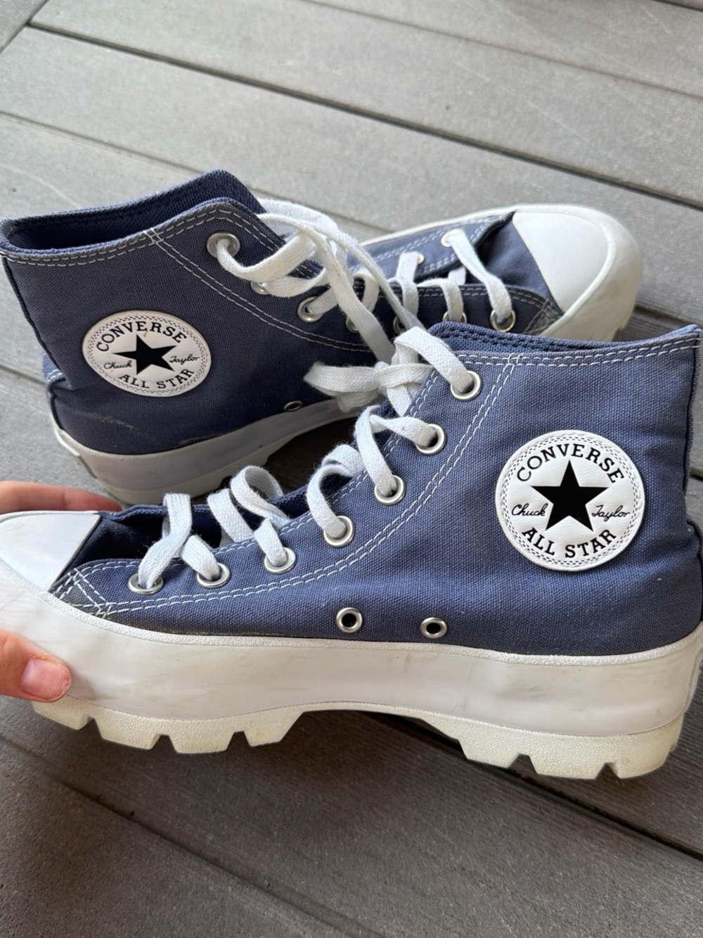 Converse High Top Platform Sneakers - Navy Blue & White